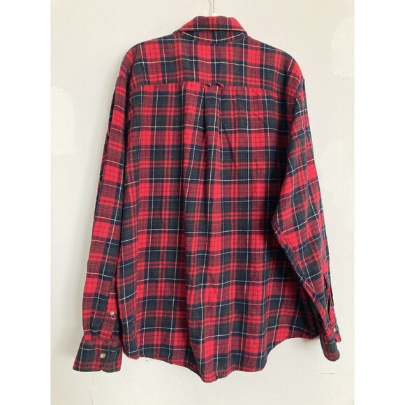 Chaps Ralph Lauren Men's Flannel Button Up Shirt XL Red Plaid Crest - Picture 10 of 12